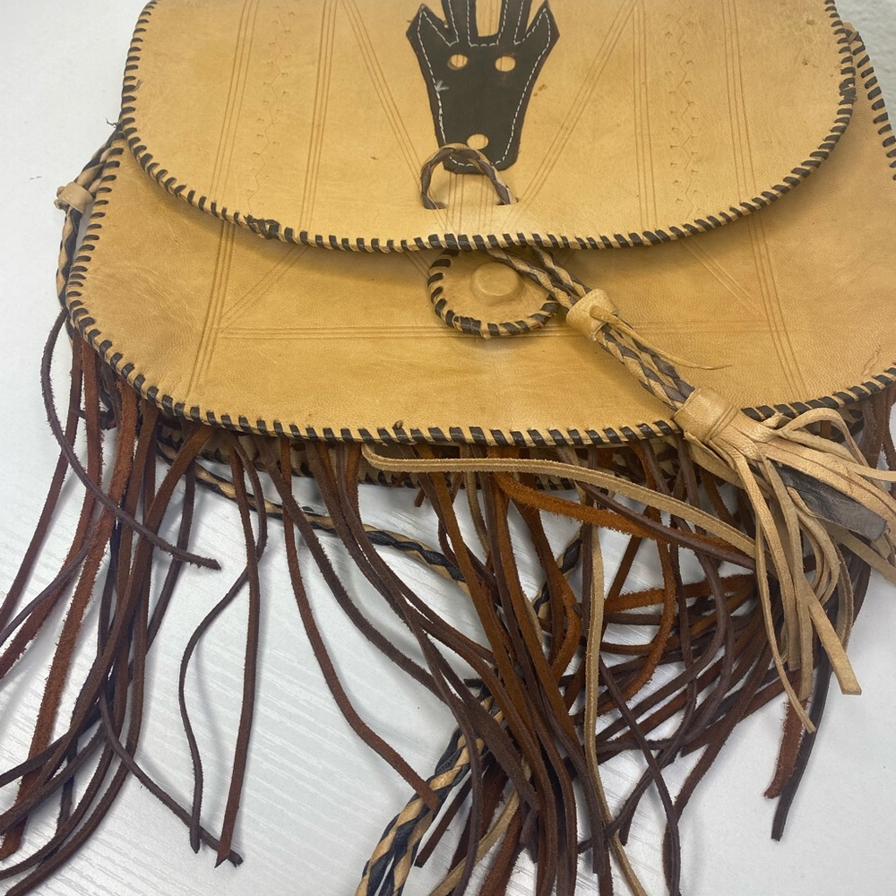 Handcrafted Leather Crossbody Bag with Fringe